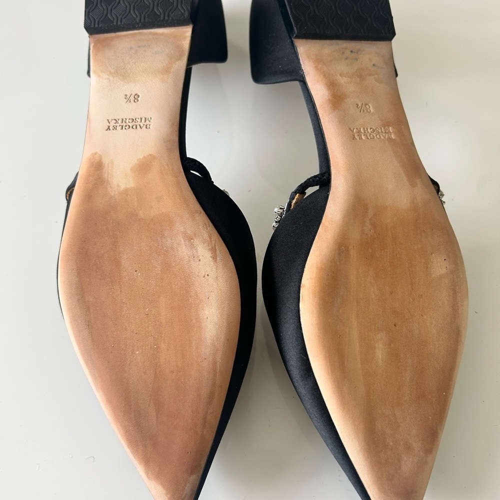 Badgley Mischka Black Pointed Toe Heels Size 8.5| embellished dress shoes - Picture 3 of 6